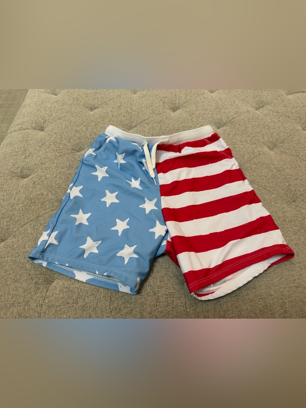 EUC PATPAT BOYS SWIM TRUNKS WITH BUILT IN LINER AMERICAN FLAG USA BATHING SUIT 8